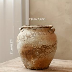 TEMU 손잡이가 있는 고전적인 세라믹 화분 - 홈 데코, 웨딩 센터피스, 거실 액센트, 또는 선반 디스플레이용 빈티지 레드 클레이 포트, 웨딩 테이블 데코 | 빈티지 세라믹 화분 | 텍스처드 핏, 화분 홈 데코