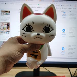TEMU 애니메이션 행운의 고양이 동전 저금통 - 귀여운 흰색 고양이 모양, 빨간 & 금색 악센트가 있는 일본식 