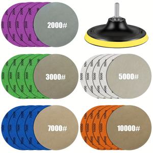 TEMU 26개 세트 워터 그릿 사포 2000/3000/5000/7000/10000 및 5인치 백킹 패드, 습식 건식 전기 후크&루프 샌딩 디스크, 연마지와 오비탈 폴리셔용