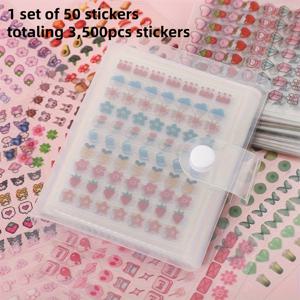 TEMU 1세트 3500개 스티커북 + 보관책, 50가지 독특한 디자인 DIY 스크랩북 액세서리 (사진 앨범/다이어리/휴대폰 케이스/물병/차량/컴퓨터 다용도 장식)