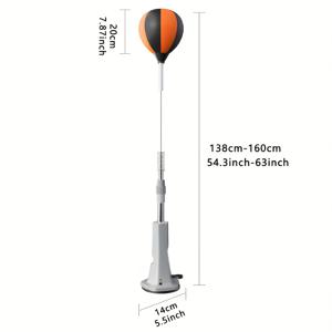 TEMU 조절 가능한 54-63인치 복싱 반사공 트레이너, 흡착컵 베이스 & 두꺼운 강철 스프링 - 홈짐용/야외 사용이 가능한 헤비듀티 펀칭머신, 복싱 훈련에 적합 - 복서를 위한 완벽한 선물 (크리스마스, 아버지의 날) - 수준 높은 손-눈 협응력과 반응시간을 향상하는 - 조절 가능한 높이와 견고한 베이스가 있는 역동적인 워크아웃 장비