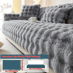 TEMU 1pc 모조 토끼 플러시 소파 커버 겨울 따뜻하고 두꺼운 플러시 부드러운 소파 슬립 커버 반려동물이 좋아하는 미끄러짐 방지 보호용 소파 커버 가구 보호 침실 사무실 거실 홈 데코용