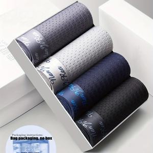 TEMU 4팩 남성용 아이스 슬릭키 파이버 원단 속옷, 초슬림 박서 브리프, 고품질 통기성 스트레치 캐주얼 스포츠 반바지, 사계절 다용도 박서 트렁크, 데일리 웨어용, 액티브웨어 필수품,올시즌 언더웨어,신축성 있는 핏,울트라씬 브리프,부드러운 질감,가벼운 속옷,남성용 복서,작업복 필수품,일상복