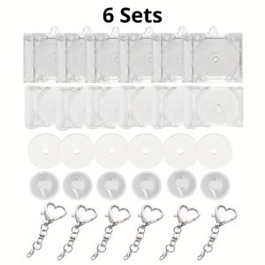 TEMU 빈 미니 CD 박스 키체인 세트 - 6세트 NFC 음악 앨범 홀더, 아크릴 투명 하트 키체인, DIY 폰 펜던트 장식, K팝 팬 & 뮤직 애호가를 위한 창의적인 선물, 할로윈, 크리스마스