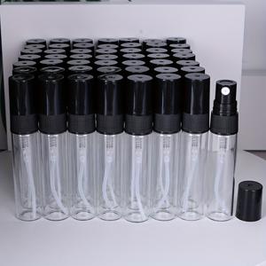 TEMU 50개 5ml 미니 유리 스프레이 병, 블랙 캡 포함 - 미세 미스트 여행용 향수 & 메이크업 분무기, 휴대용 리필 가능 액체 용기, 여행 또는 DIY 사용용, 화장품 스프레이 병 | 세련된 병 디자인 | 포장