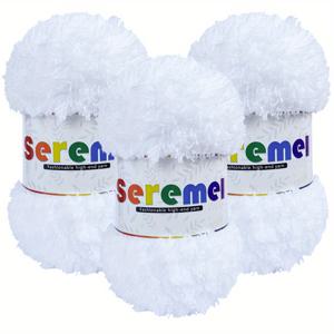 TEMU 세라크멜 소프트 폴리에스터 실 - 3개 세트, 각각 5.3 온스, 다양한 색상의 무늬 실 (흰색, 검정, 로즈 레드, 연한 노랑, 연한 회색, 호수 파랑, 연한 녹색, 연한 보라, 커피, 낙타) 뜨개질과 크로셰를 위한 다용도 실, 목도리, 모자, 담요, 의류, 장갑 및 공예에 적합