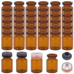 TEMU 50개 세트의 5ml 앰버색 유리 바이알과 플립 오프 알루미늄 캡, 고무 스토퍼 - 실험실, 에센셜 오일, 향수, 공예 보관용 소형 유리 병