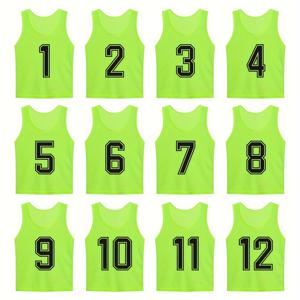TEMU 번호가 매겨진 1-12 메쉬 스크리미지 팀 연습 조끼, 축구 훈련 피니, 스포츠 농구용 축구 유니폼, S에서 L 사이즈까지 착용하기 적합합니다.