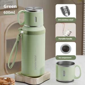 TEMU 700ml 휴대용 야외 캠핑 여행 진공 플라스크 (여성 및 남성용), 316 스테인리스 스틸 단열 텀블러 (차 스트레이너 뚜껑 포함), 음료를 뜨겁거나 차갑게 유지, 내구성 좋은 보온 컵, 커피 머그, 최고의 할로윈, 크리스마스 선물