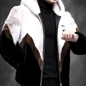 TEMU 남성용 고급 인조 밍크 후드 재킷 - 따뜻하고 캐주얼한 겨울 코트, 야외 활동용 지퍼 클로저