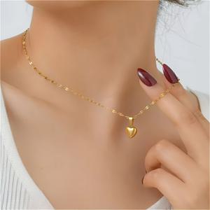 TEMU 18K 골드 도금 하트 펜던트 목걸이 - 우아하고 고급스러운 여성용 체인 주얼리, 어버이날·발렌타인데이·생일·기념일에 완벽한 선물, 사계절 활용 가능한 액세서리, 특별한 날을 위한 세련된 보석류, 고품질 마감