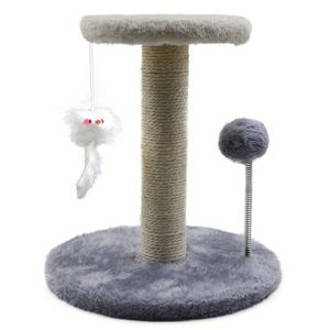 TEMU 1개의 작은 고양이 등반 프레임 새끼 고양이 고양이 스크래칭 포스트 스크래칭 컬럼 애완 동물 작은 고양이 스크래칭 보드 매달린 마우스 스프링 볼, 실내 애완 동물 가구 작은 고양이 나무, 사이잘 로프로 만들어짐