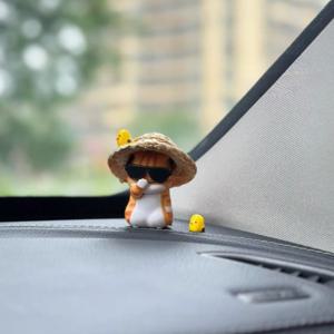 TEMU 귀여운 고양이 피규어, 안경을 쓴 멋진 고양이와 짜개 모자를 쓴 슬픈 고양이, 집과 사무실 및 차량 내부 장식용 독특한 액세서리, 무흔적 접착 백킹 무료 제공