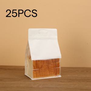 TEMU 25개 S/M/L 크래프트 종이 스탠드 업 포켓, 투명 창 및 지퍼 밀봉 - 빵, 쿠키, 스낵, 택아웃 및 포장용 일회용 식품 보관 가방 - 가정용 베이커 및 소규모 기업, 스낵 보관|지퍼 포켓|재사용 가능한 지퍼, 스낵 보관 바구니