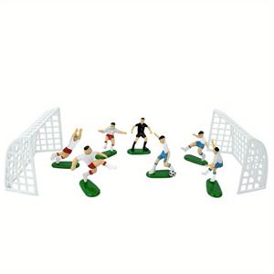 TEMU 9개 축구팀 및 골대 케이크 장식 - 생일 파티 용품, 플라스틱, 전기 필요 없음, 축구 생일 장식|골대 테마|세밀한 케이크 장식 용품, 할로윈, 크리스마스 이벤트 및 파티 용품을 위한 축구 액세서리