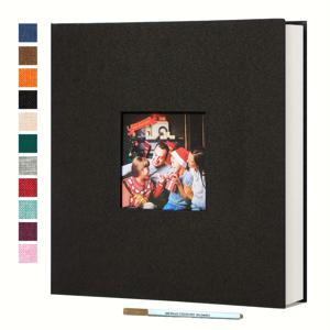 TEMU 1개 DIY 가족 추억 앨범, 40개의 빈 페이지, 4x6 및 8x10 사진용, 대형 자체 접착 리넨 스크랩북과 금속 마커 펜 1개 포함, 결혼 기념일 DIY 북렛, 앨범 2개와 포토 앨범 1개 제공
