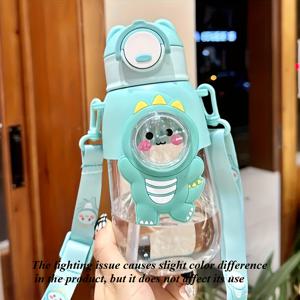 TEMU 1pc 귀여운 고양이 귀 안티 슬립 스트로우 컵 - 두꺼운 누출 방지 디자인, 러닝, 사이클링, 여행 및 학교용 휴대용 - 보라색 및 핑크색, 야외 스포츠용 물병, 여행용 음료 용기, 재미있는 디자인, 내구성 있는 음료 용기|트래블보틀