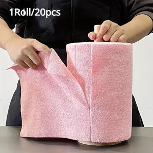 TEMU 1롤/20장, 40롤 울트라 파이버 클리닝 와이프, 재사용 가능한 주방 타월 롤, 다목적 행주 대체품, 거실 및 주방 청소 용품에 적합|수건