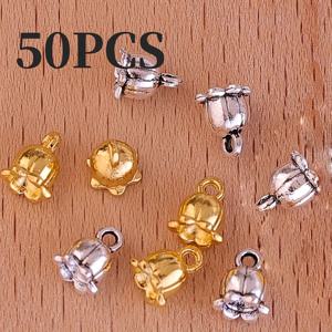 TEMU 50개 미니 벨 꽃 목걸이 주석 합금 바람 주리 스타일 자수 DIY 비즈 액세서리, 보석 공급품 체인 장식, 팔찌, 귀걸이, 발목 목걸이, 머리 액세서리, 지갑 자수, 내구성 있는 액세서리, 봄/여름 세트, 휴일 파티, 어머니의 날, 아버지의 날, 데이 선물, 집 장식, DIY 목걸이 비즈 스트링, 비즈 액세서리, 공예 재료