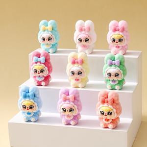 TEMU 귀여운 리본 토끼 피규어 9개 세트 - 플로킹 레진 공예, 홈 데코, 데스크탑 장식, DIY 액세서리, 크리스마스 파티 장식, 생일 선물용