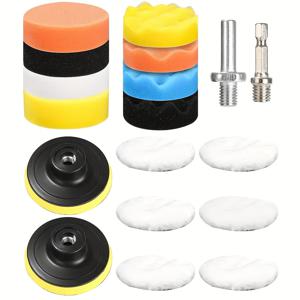 TEMU 18pcs 80mm 폴리싱 스펀지 세트 (드라이버 & 드릴비트 포함), 무선 전동공구용 다색상 자동차 광택패드 – 연마&샌딩 키트, 표면 광택, 차량 유지보수, 다목적 액세서리, 프로페셔널급 키트, 내구성 있는 스펀지, 긁힘방지 소재, 드릴비트 세트, Auto Detailers, 전문가용 폴리셔