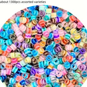 TEMU 1300개 유리 씨드 비즈 키트 2.5mm - 투명 잉크 염색 코어 DIY 쥬얼리 만들기, 팔찌, 목걸이, 반지 및 귀걸이 공예 용품