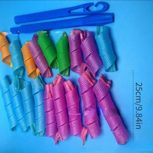 TEMU 18pcs 열 없는 스피럴 컬러 세트 - 부드러운 DIY 마법 헤어 롤러, 일반 헤어용 컬링 강화 스타일링 도구, 후크 포함, 향이 없음