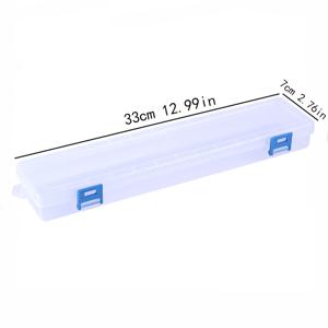 TEMU 블루 래치 및 핸들이 있는 흰색 플라스틱 보관함 1개 - 33x7x3.5cm 미술용품, 공예, 바느질 및 그림 도구 정리함 - 브러시, 연필, 수채화 펜을 위한 내구성 있는 PP 소재, 공예 정리 및 보관