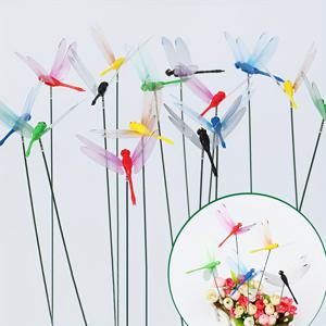 TEMU 10개 야외 정원 장식용 지면 인서트, PVC 방수 컬러풀 잠자리 장식, 화분 꽃병 부케 장식, 정원 장식품