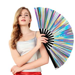 TEMU 1개 대형 접이식 깜박이는 빛 손 선풍기, 방수 소재, 태극권 무술, 가족 파티, 콘서트, 졸업 시즌, 홈커밍 시즌, 댄스 공연, 장식품, 결혼식, 생일 선물, 발렌타인데이 선물에 적합