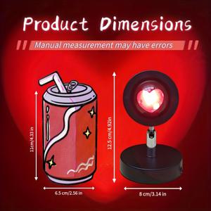 TEMU 로맨틱 하트 모양 LED 프로젝션 라이트 세트 1개 - USB 전원, 레드 러브, 현대적인 메탈 디자인, 사진 배경용, 침실 장식, 데이 선물에 적합, 파티 및 휴일에 완벽