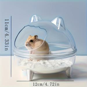 TEMU 1pc 귀여운 애완 동물 햄스터 모래 목욕 상자, 투명 모래 목욕 용기 및 햄스터 욕실, 내구성 있는 플라스틱 재료, 작은 햄스터, 모래 포구 및 하이드로시 Tuxedo 홈, 햄스터 목욕 욕조 및 욕실에 적합, 작은 동물 서식지 장식, 작은 애완 동물 케이지 액세서리 아이스 목욕 욕조 수면 매트 둥지, 피어용 선물