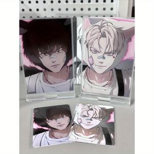 TEMU 4pcs 애니메이션 캐릭터 사진 카드 - 한국 인기 만화 아나스타샤 LOMO 카드, 귀여운 고양이 귀 디자인, 수집 및 선물에 이상적, 크리스마스, 할로윈, 생일, 등에 이상적, 애니메이션 수집품 | 귀여운 고양이 귀 디자인 | 세부 캐릭터 아트, 애니메이션 액세서리