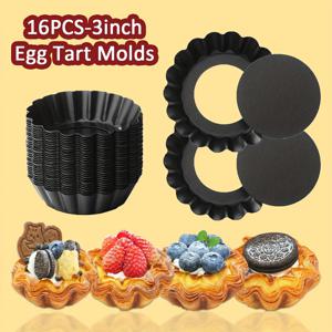 TEMU 16개 세트 3인치 미니 타르트 팬 - 탈착식 논스틱 바닥, 컵케이크·키슈·치즈케익·디저트용 오븐 안전 알루미늄 베이킹 몰드, 컴팩트 디자인, 내구성 강한 재질, 홈베이커를 위한 미니 베이킹 팬, 디저트 애호가를 위한 고품질 제품