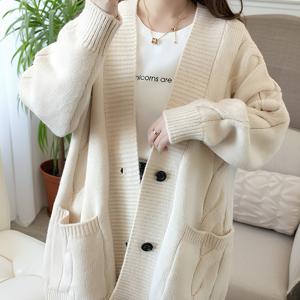 TEMU 1pc 여성용 캐주얼 V넥 카디건 - 가벼운 민트 그린 루즈핏 긴팔 스웨터, 포켓 포함, 다용도 봄/가을 레이어링 필수, 캐주얼 또는 드레스용 의상에 적합, 캐주얼 웨어 카디건 | V넥 스웨터 | 텍스처