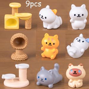 TEMU 9개 창의적인 미니 고양이 등반 프레임 및 고양이 피규어 세트, 귀여운 레진 아기 고양이 둥지 고양이 등반 프레임, 이중 기둥 고양이 등반 프레임 작은 장식품, 가정 장식, 안뜰 야외 화분 장식, 자동차 내부에 적합