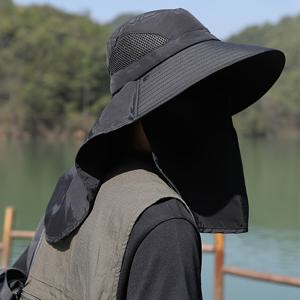 TEMU 남성용 아웃도어 와이드 브림 썬 프로텍션 모자, 봄과 여름 낚시 하이킹용, 전면 커버리지 디자인, 모기장 메쉬 통기성 차단 캐주얼 캡, 하이킹 장비, 쿨 스타일 모자, 고품질 메쉬, 내구성 있는 소재, 보호 헤드웨어, 액티브 라이프스타일, 아웃도어 애호가