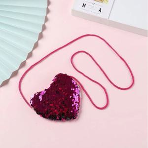TEMU 키즈 스팽글 동전 지갑 유아 소녀 귀여운 복숭아 하트 가방 숄더 백, 선물에 이상적인 선택
