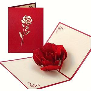 TEMU 우아한 3D 팝업 빨간 장미 생일, 기념일, & 데이 카드와 흰색 봉투 - 클래식 스타일, 그/그녀 및 젊은이에게 완벽 - 어머니의 날, 크리스마스, 결혼식 및 감사 메모, 데이 선물, 크리스마스에 가장 적합