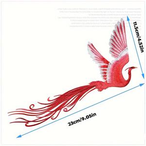 TEMU 1개/2개 대칭형 피닉스 자수 패치 - DIY 공예, 웨딩 데코, 팬 & 보석함 장식용 핑크&화이트 디자인 아이언온 어플리케 - 혼합 컬러 원단 패치, 자수 앱플리케, 텍스처드 자수, 피닉스 모티프