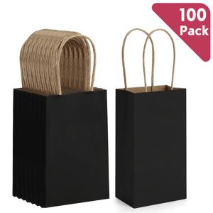 TEMU 손잡이 달린 작은 검정색 크라프트 종이 봉투 100개입 - 6x3.5x2.4인치 선물 가방, 파티 답례품, 소매 쇼핑 및 크리스마스 용품, 튼튼하고 스타일리시한 디자인, 파티 답례품 가방 | 디자인 | 튼튼한 손잡이 가방, 작은 선물 가방