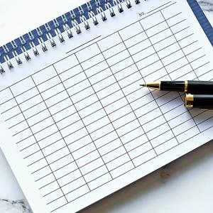 TEMU 1 A5 스파이럴 바인딩 그리드 종이 노트, 100페이지, 시간 추적, 순위 결정, 회계, 재고 관리, 이벤트 계획에 적합, 파란색 질감 커버, 가로 또는 세로 레이아웃 선택 가능
