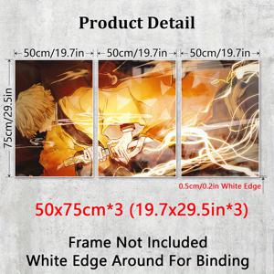 TEMU 3pcs 무프레임 캔버스 포스터 세트 - 일본 애니메이션 캐릭터와 카타나, 현대 벽화, 거실, 침실, 사무실, 카페, 체육관 - 애니메이션 팬을 위한 이상적인 선물, 홈 데코, 방 장식에 완벽합니다.