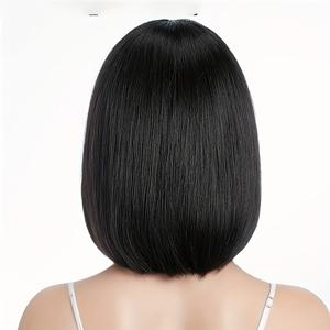 TEMU 12인치 브라운 밥 가발 앞머리 포함 - 여성 및 남성용 100% 밀도 합성 머리카락, 코스프레 파티 일상 사용 조절 가능한 캡 - 자연스러운 룩, 모든 민족에 적합한 스타일리시 헤어피스|코스프레