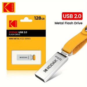 TEMU KODAK K122 금속 USB 플래시 드라이브 128GB 64GB 32GB 고속 USB 2.0 메모리 스틱 펜 드라이브, 오렌지 캡이 달린 내구성 있는 금속 디자인, 빠른 데이터 전송 및 안전한 저장, 휴대용 저장, 세련된 금속 마감, 강력한 구조