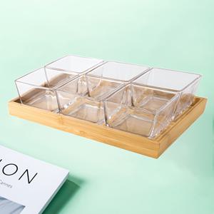 TEMU 2/3/4/6개 과일 접시 스낵 보울 세트, 유리 과일 트레이 (6칸), 스퀘어 투명 디저트 및 샐러드 보울, 고급스러운 외관을 위한 스타일리시한 플레이트