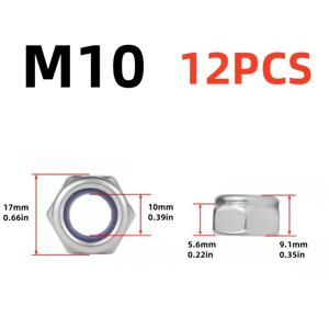 TEMU 8-사이즈 DIN985 나일론 인서트 잠금 너트 304 스테인리스 A2-70, 부식 방지 니로크 너트 풀 스레드 커버리지 & 미끄럼 방지 디자인 볼트용 (M3/M4/M5/M6/M8/M10/M12/M14), 볼트 고정 너트, 유선형 너트 설계, 내식성 패스너