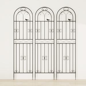 TEMU 3개 세트 블랙 단조 철제 , 장미 덩굴용 트렐리스 - 조각새 모티프 디자인, 내구성 강한 야외 정원 식물 지지대, 화단 펜스, 우아한 디자인, 날씨에 강한 소재, 등반 구조, 꽃 애호가 및 정원 전문가를 위한 튼튼한 파티오 장식