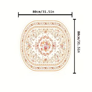 TEMU 벨벳 850g/m² 럭셔리 유럽 스타일 오벌 매트 - 소프트 플로럴 디자인 골드 테두리, 침실·거실·현관 장식용, 스몰 사이즈, 고품질, 대형 및 소형 사이즈 가능, 세탁기 사용 가능