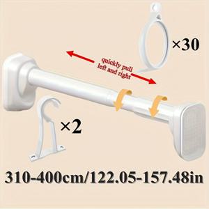 TEMU 확장 가능한 40-500cm 샤워 커튼 로드, 흡착컵 포함, 스틸 텐션 폴, 직경, 창문 및 욕실용 무드릴링 확장형 커튼 폴, 망원경식 샤워 커튼 로드|커튼봉|샤워커튼